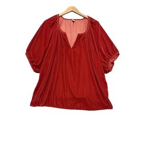 Old Navy Womens Velvet Top Size XXL Red Artsy Holiday Event Occasion Boho